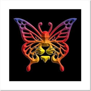 Wolf and butterfly 3d super soft blend drawing cute cool colorful Posters and Art